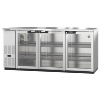 Hoshizaki 80-Inch Three-Section Glass Door Back Bar Cooler with Stainless Steel Exterior
