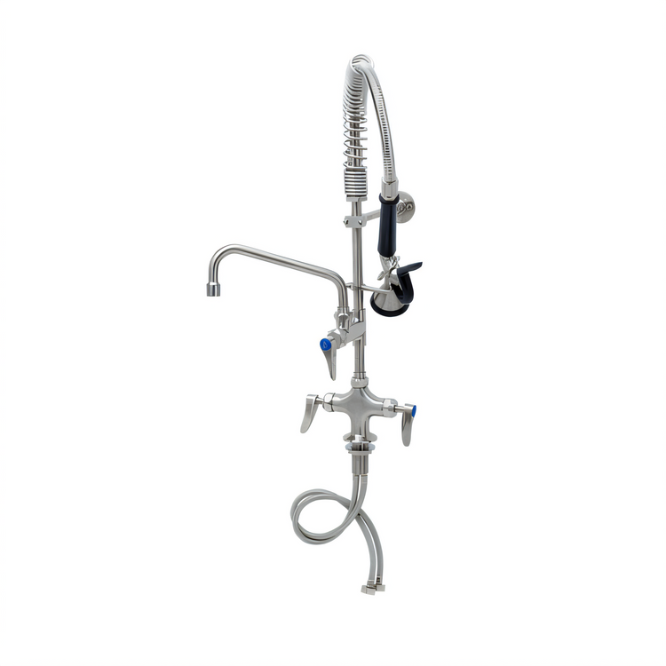 Product image #1 for T&S Brass Mini Pre-Rinse Unit, Single-Hole Deck Mount, 8-Inch Swing Nozzle