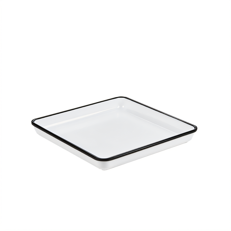 Product image #1 for Endurance 9-7/8 Inch Square White Melamine Standard Platter with Black Rim