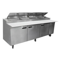 Delfield LiquiTec 72-Inch Two-Section Refrigerated Pizza Prep Table with Raised Rail