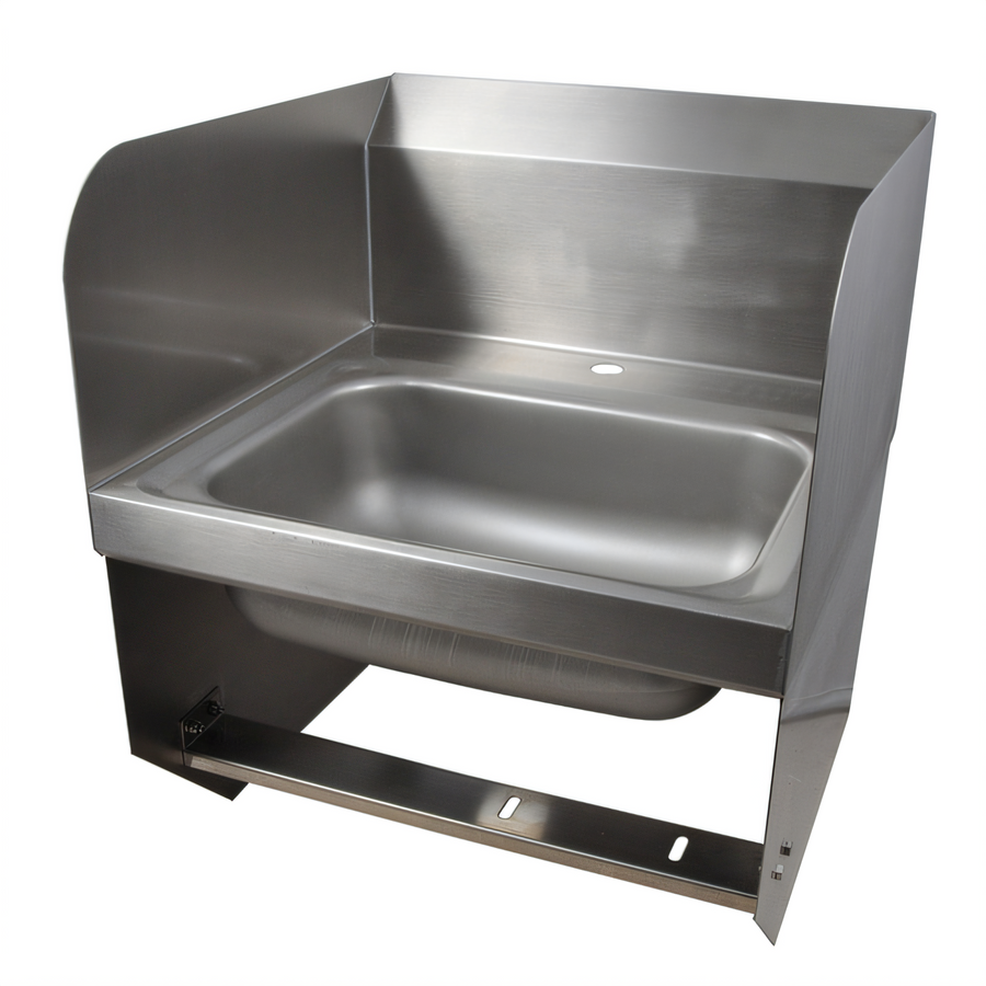 Product image #1 for Wall-Mount Stainless Steel Hand Sink with Dual Side Splashes, 14 x 10 x 5-Inch Bowl and 1-Hole Deck Faucet Mount