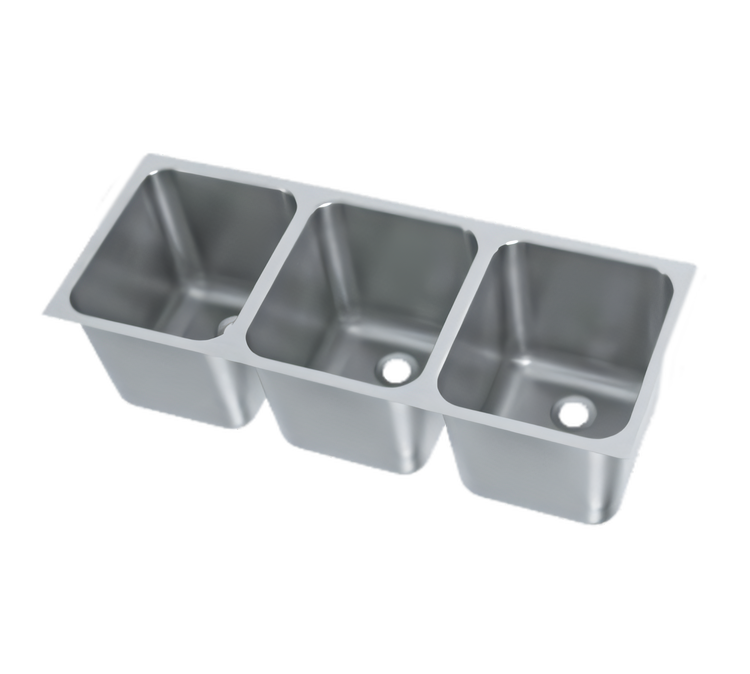 Product image #1 for Vollrath 3-Compartment Weld-In/Undermount Sink, 18-Gauge Stainless Steel, 14 x 12 x 12-Inch Compartments