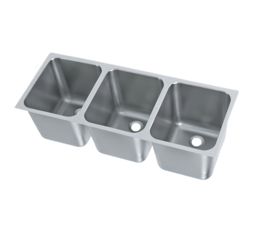Product image #1 for Vollrath 3-Compartment Weld-In/Undermount Sink, 18-Gauge Stainless Steel, 14 x 12 x 12-Inch Compartments