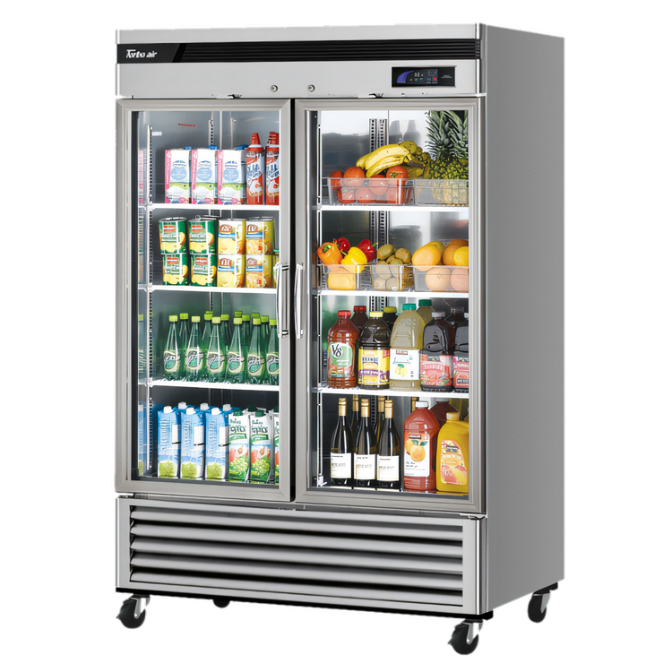 Product image #1 for Turbo Air Super Deluxe Two-Section Glass Door Reach-In Refrigerator, Bottom Mount, 44.14 Cu. Ft.