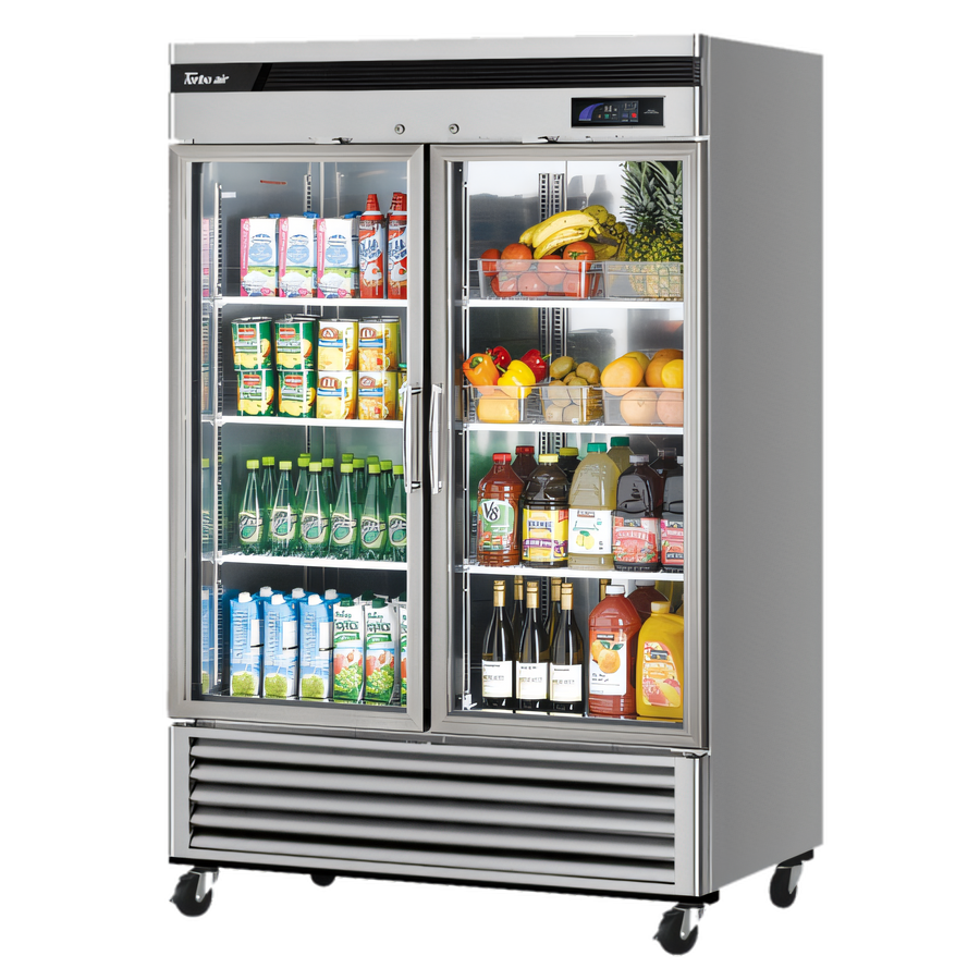 Product image #1 for Turbo Air Super Deluxe Two-Section Glass Door Reach-In Refrigerator, Bottom Mount, 44.14 Cu. Ft.