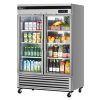 Turbo Air Super Deluxe Two-Section Glass Door Reach-In Refrigerator, Bottom Mount, 44.14 Cu. Ft.