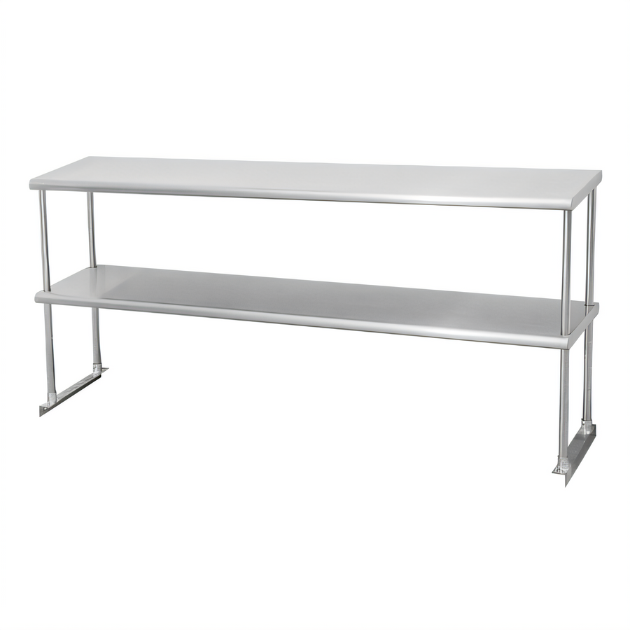 Product image #1 for Sapphire Manufacturing Double Table-Mounted Stainless Steel Overshelf with Adjustable Bottom Shelf, 36-Inch Wide x 18-Inch Deep
