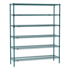 Thumbnail image #1 for Metro Super Erecta SEZ-186074K3-S-42 Stationary Starter Wire Shelving Unit, 60"W x 18"D x 74"H, 6-Tier, Green Epoxy Finish