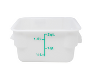 Omcan USA 2 Quart Square Polypropylene Food Storage Container, White, Lid Not Included