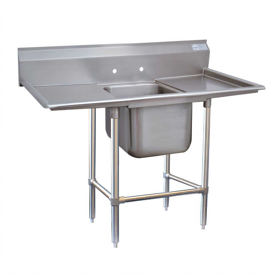 Product image #1 for Advance Tabco Regaline 1-Compartment Sink with Left and Right-Hand Drainboards, 28 x 20 Inch Bowl, 14 Gauge 304 Stainless Steel