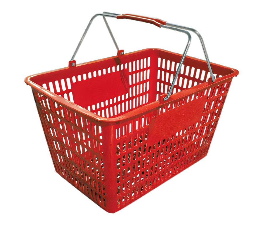 Product image #1 for Omcan Red Plastic Shopping Hand Basket with Plastic-Coated Steel Handles, 50 lb Capacity