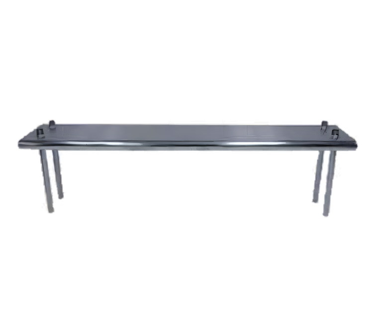 Product image #1 for Advance Tabco 144" x 12" Table-Mounted Adjustable Single 430 Stainless Steel Overshelf with Chrome Posts
