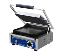Globe GSG10 Bistro Single Countertop Electric Panini Grill with Smooth Cast Iron Plates