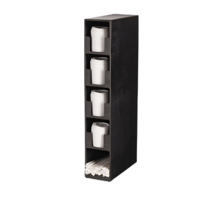 Product image #1 for AcryFab Vertical Countertop Lid & Straw Holder Tower, Black ABS Plastic