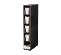 AcryFab Vertical Countertop Lid & Straw Holder Tower, Black ABS Plastic