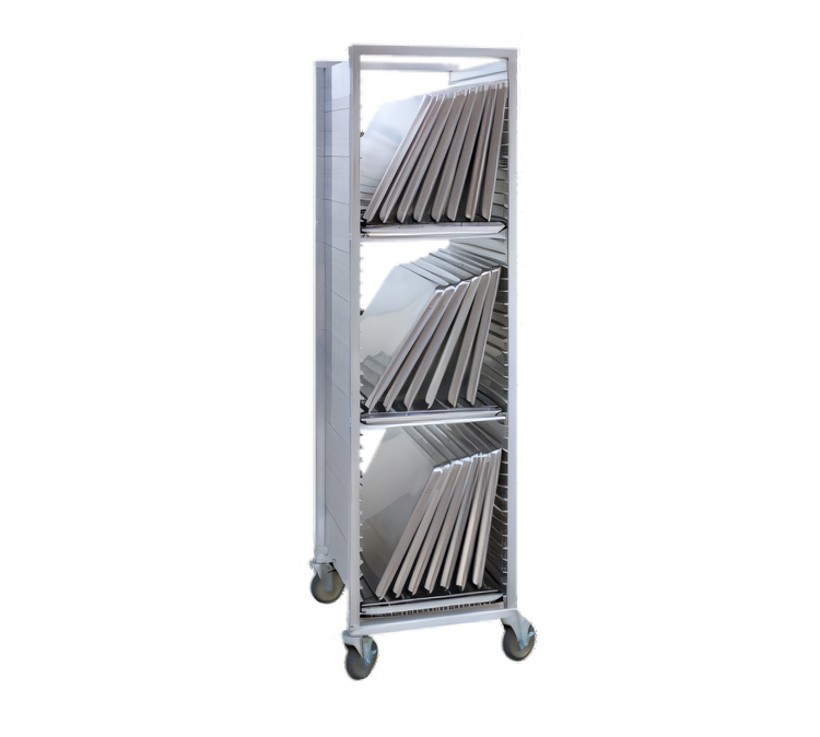 Product image #1 for Cres Cor Mobile Extruded Sidewall Aluminum Sheet Pan Drying Rack, 36 Pan Capacity, 3-Section, 18 x 26 Inch
