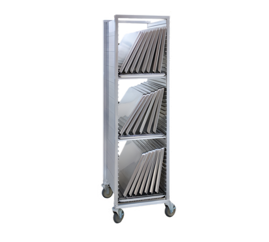 Product image #1 for Cres Cor Mobile Extruded Sidewall Aluminum Sheet Pan Drying Rack, 36 Pan Capacity, 3-Section, 18 x 26 Inch