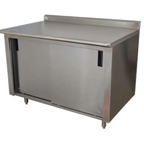 Thumbnail image #1 for Advance Tabco CF-SS-244 Enclosed Stainless Steel Work Table with Sliding-Door Cabinet Base, 48 x 24 Inch, 14-Gauge 304 Top, 1-1/2-Inch Up-Turn