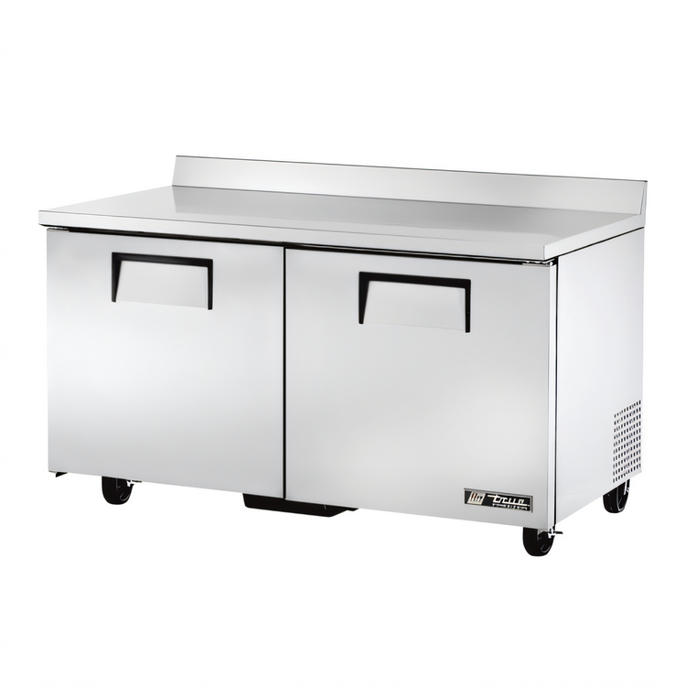 Product image #1 for True 60-Inch Two-Section Worktop Freezer with Solid Doors, Rear-Mounted Self-Contained Refrigeration, Stainless Steel