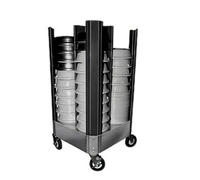 4-Section Open Frame Mobile Banquet Cover Ring Dish Dolly, Aluminum