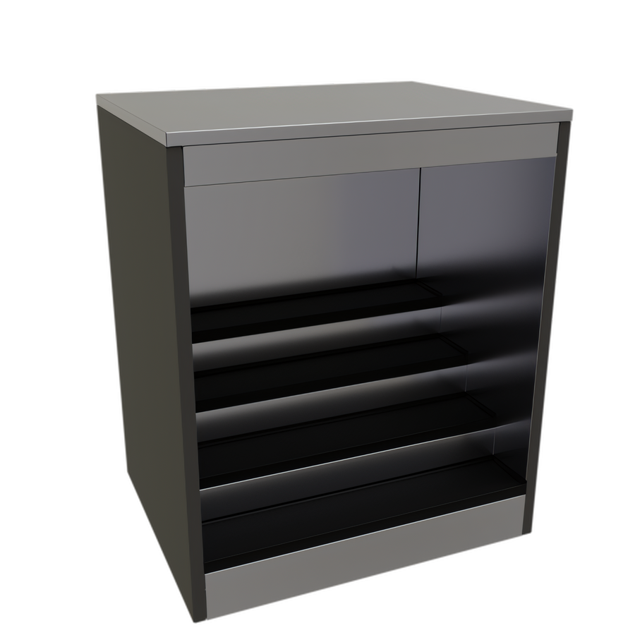 Product image #1 for Glastender 30-Inch Open Front Back Bar Liquor Display Cabinet with 3-Step ABS Shelves and LED Lighting