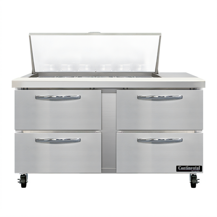 Product image #1 for Mighty Top SW60N18M-D 60" Two-Section Refrigerated Sandwich Prep Table with 4 Drawers
