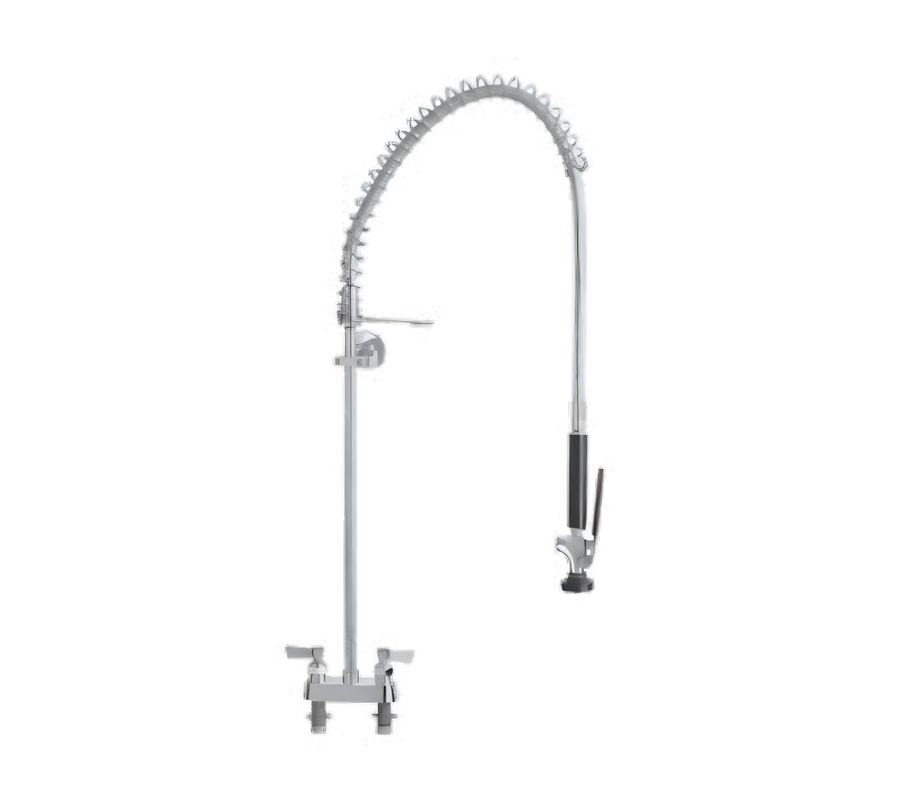 Product image #1 for International Deck-Mounted Pre-Rinse Assembly with 4-Inch Centers, Flexible Gooseneck, 21-Inch Riser, 36-Inch Hose and Pro Spray Valve