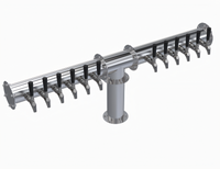 Krowne 12-Faucet Glycol-Cooled Pipe T-Head Beer Tower, 43-3/4 Inch Overall Length, Brushed Stainless Steel