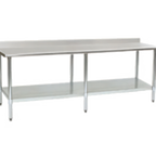 Thumbnail image #1 for Eagle Group Budget Series T24132B-BS 132-Inch x 24-Inch 430 Stainless Steel Work Table with Backsplash and Galvanized Undershelf