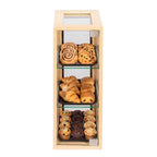 Thumbnail image #1 for Koolmore KM-BDW-13E Bread Wooden Display Case, 0.89 cu. ft., Countertop, 8"W x 13"W x 20.5"H, 3 tiers, (2) tempered glass shelves, (1) swing tempered