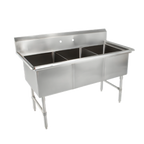 Thumbnail image #1 for John Boos 3B18244-X 3-Compartment Floor-Model Sink, 16-Gauge 300-Series Stainless Steel, 59-1/8 in, 18 x 24 x 14 in Bowls, 10 in Backsplash