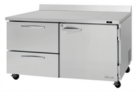 Turbo Air PRO Series 2-Section Worktop Refrigerator with 1 Door and 2 Drawers, 15.5 Cu. Ft.