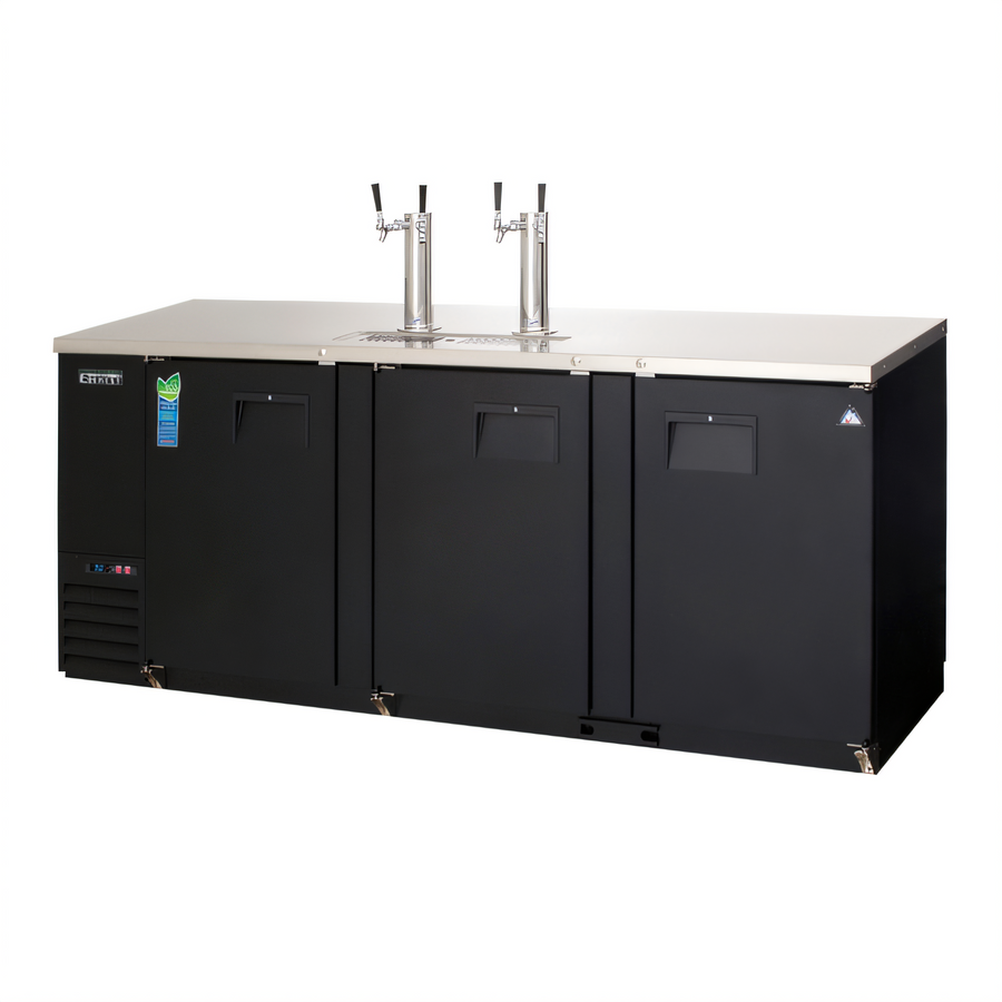 Product image #1 for Everest Refrigeration EBD4 Three-Section Flat Top Direct Draw Keg Refrigerator, 32 Cu. Ft., 4 Half-Barrel Kegs, Black Vinyl