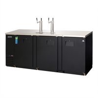 Everest Refrigeration EBD4 Three-Section Flat Top Direct Draw Keg Refrigerator, 32 Cu. Ft., 4 Half-Barrel Kegs, Black Vinyl