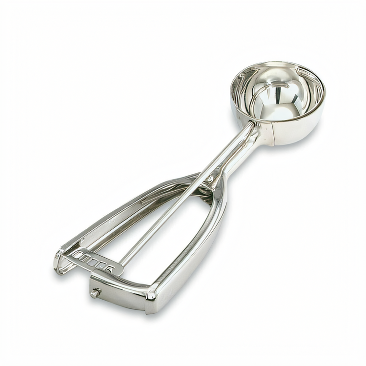 Product image #1 for Vollrath Size #8 Round Bowl Stainless Steel Disher, 4 oz., Universal Squeeze Handle