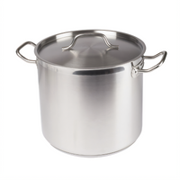 Winco Premium 16 Qt Round Induction-Ready 18/8 Stainless Steel Stock Pot with Cover