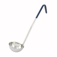 Winco One-Piece 8 oz Blue Color-Coded Stainless Steel Ladle with 16-1/2 Inch Handle