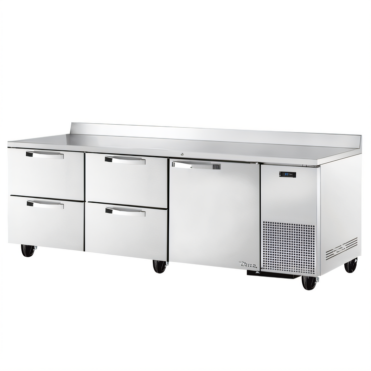Product image #1 for True SPEC Series Three-Section Stainless Steel Deep Work Top Refrigerator with 1 Door and 4 Drawers