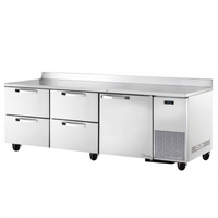 True SPEC Series Three-Section Stainless Steel Deep Work Top Refrigerator with 1 Door and 4 Drawers