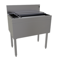 Glastender 30-Inch Stainless Steel Underbar Combo Ice Bin/Cocktail Unit with Left 3-Bottle Storage