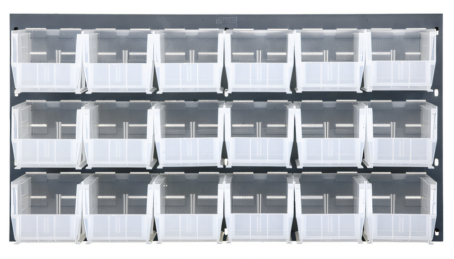 Product image #1 for Quantum Wall-Mounted Louvered Panel Starter Unit with 18 Clear Bins