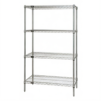 Quantum 86-Inch Stationary Wire Shelving Starter Kit, 60 x 18 x 86, Chrome Plated, 4-Shelf