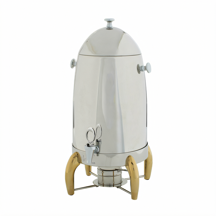 Product image #1 for Virtuoso 5 Gallon Mirror-Finish Stainless Steel Coffee Urn with Fuel Holder, Handle and Gold Legs