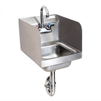 BK Resources Space Saver Wall-Mount Hand Sink with Faucet and Side Splashes