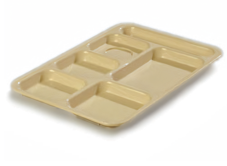 Product image #1 for Carlisle P614R25 Right-Handed Rectangular 6-Compartment Tray, 14-3/8 x 10 Inches, Tan Polypropylene