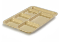 Carlisle P614R25 Right-Handed Rectangular 6-Compartment Tray, 14-3/8 x 10 Inches, Tan Polypropylene