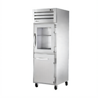 True Spec Series One-Section Reach-In Combination Half Swing Door Refrigerator with Glass and Stainless Steel Half Doors