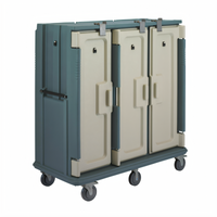 Cambro Tall Profile Insulated 3-Compartment Meal Delivery Cart, 30-Tray Capacity, 14 x 18 Tray Size, Slate Blue/Cream Doors