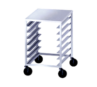 End-Loading Open-Sided Aluminum Pizza Dough Box Rack, 7-Box Capacity, 5-Inch Casters
