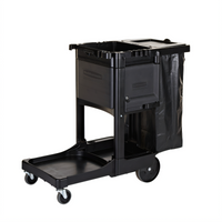 Standard Executive Janitorial Cleaning Cart with Locking Cabinet Doors and 5 Cu. Ft. Storage